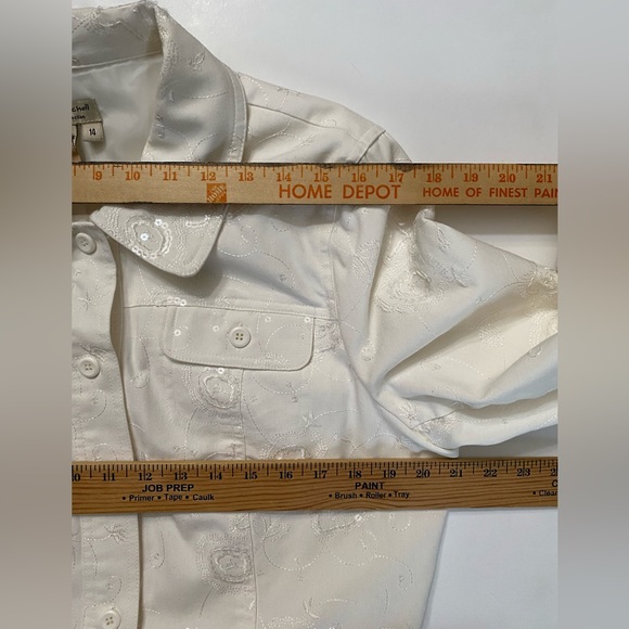 Julie Mitchell Urban Collection embrodery sequin denim jacket ivory 14 - Picture 6 of 16